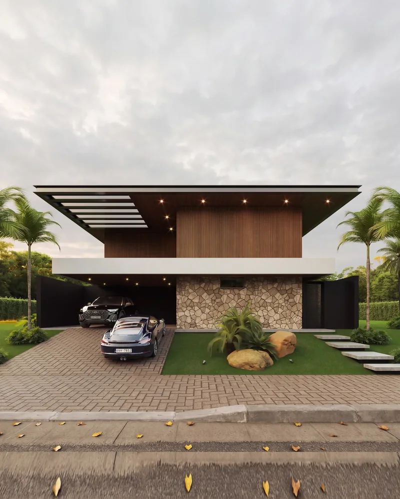 Fachada contemporânea da Casa Pátio